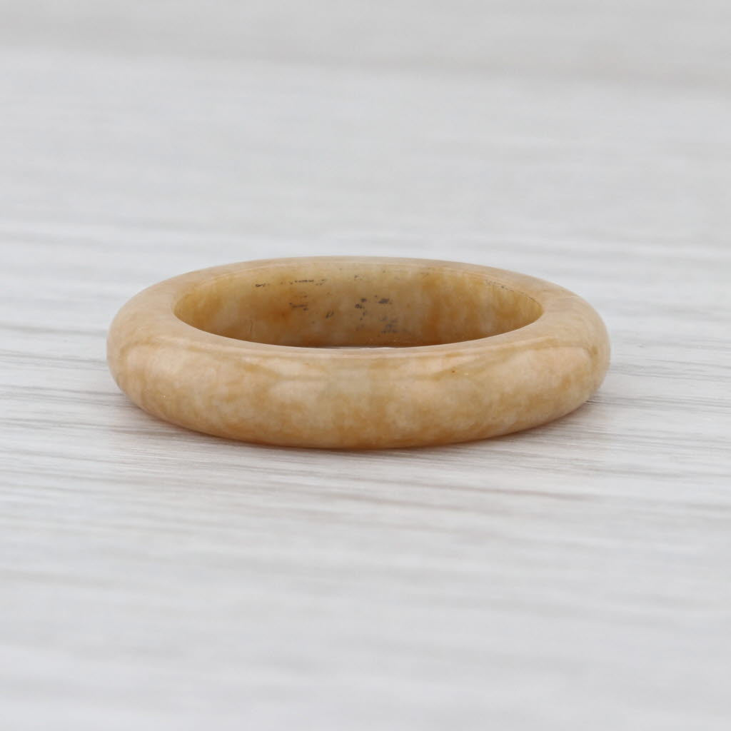 Marbled Brown Tan Jadeite Jade Band Ring Size 7.75 4.5mm