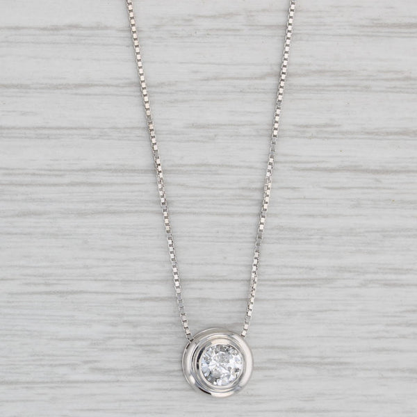 Light Gray 0.66ct Diamond Round Solitaire Pendant Necklace 14k White Gold 18" Box Chain