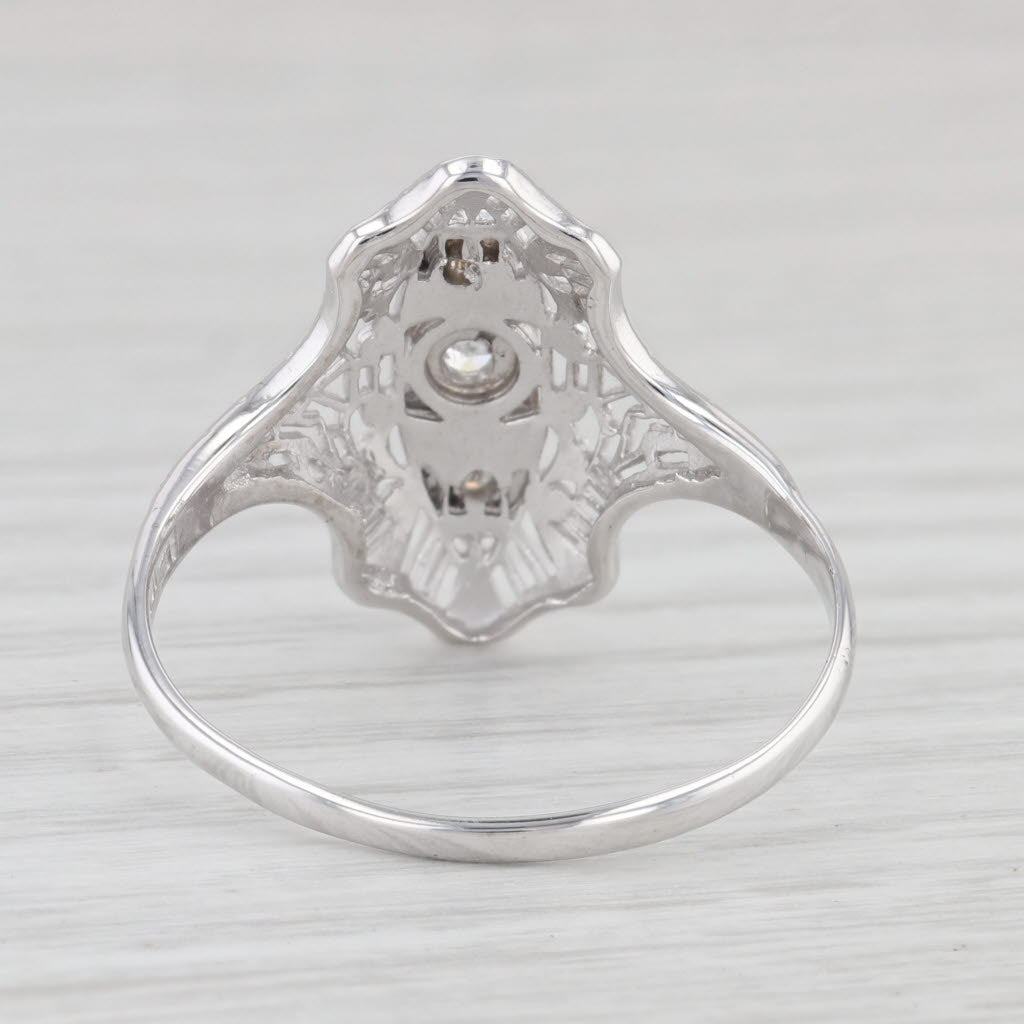 Light Gray Vintage VS2 Diamond Filigree Ring 10k White Gold Size 11.75