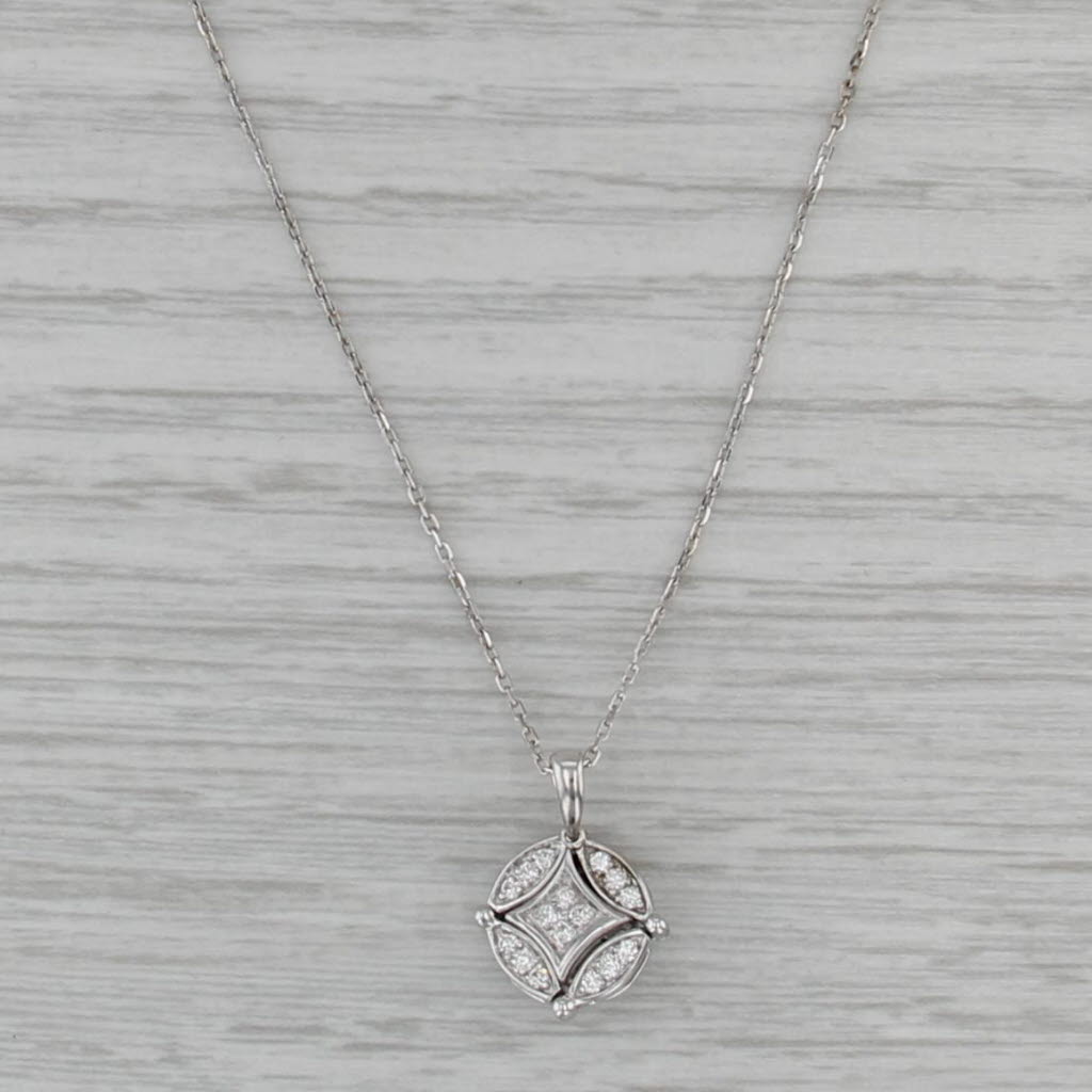 Convertible 0.14ctw Diamond Pendant Necklace 14k White Gold 18" Cable Chain