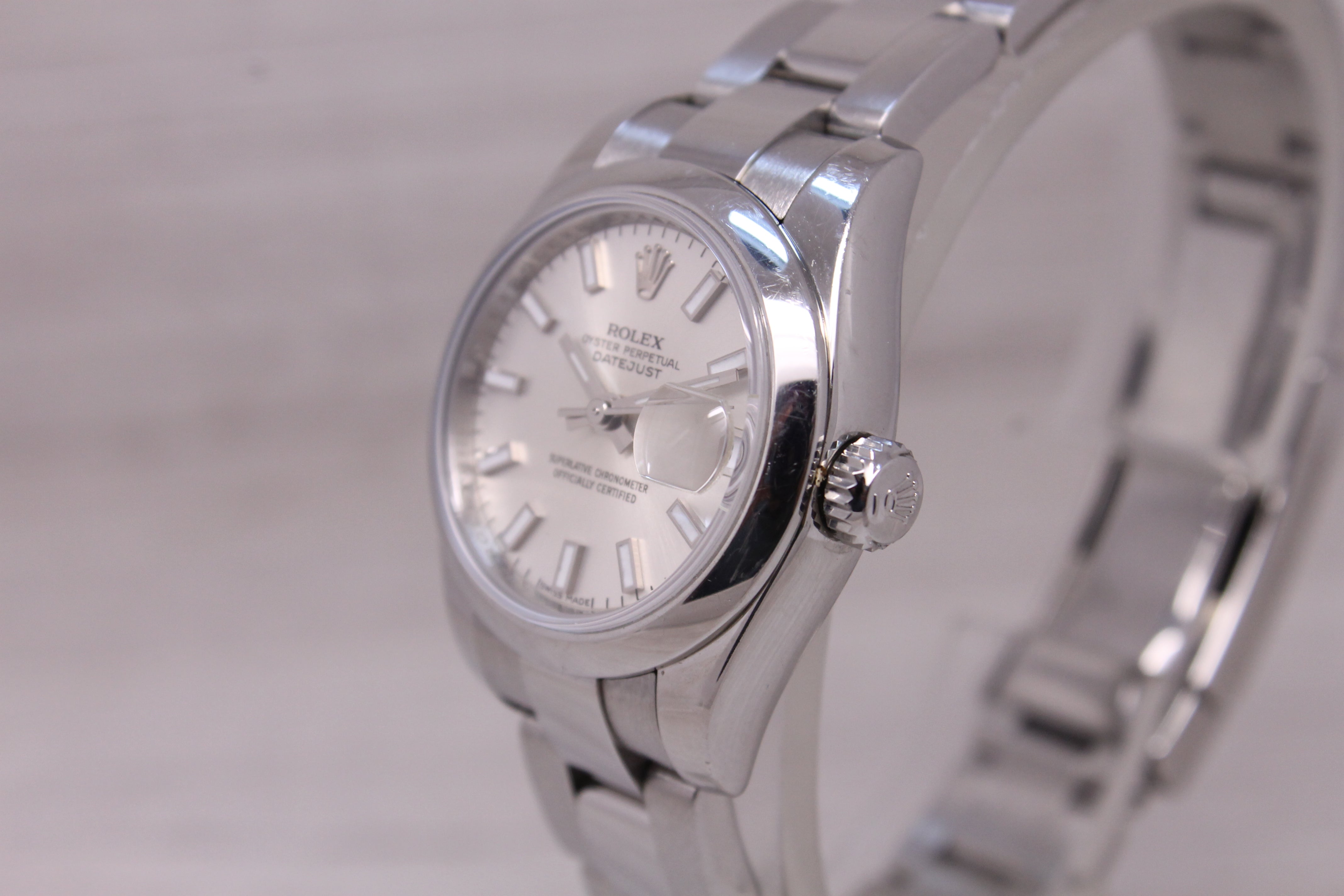 c2007 Rolex Oyster Perpetual 179160 26mm Ladies Steel Automatic Watch White Lume