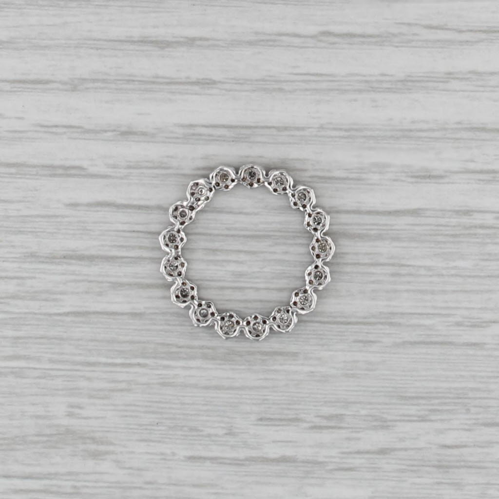 1.25ctw Diamond Eternity Circle Pendant 14k White Gold Floating Drop