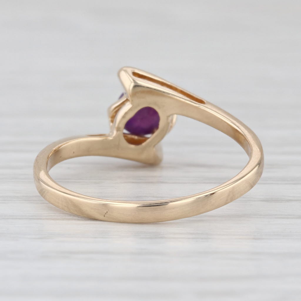 Linde Lab Created Purple Star Sapphire 14k Yellow Gold Bypass Size 6