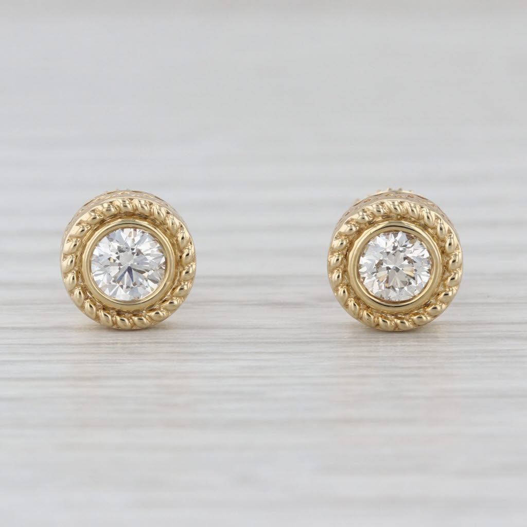 0.50ctw Diamond Solitaire Stud Earrings 10k Yellow Gold Screw Back Studs