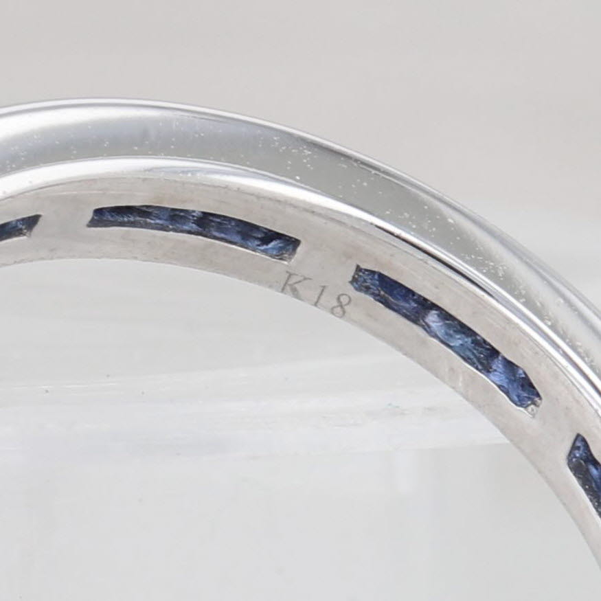 Light Gray 1.50ctw Blue Sapphire Eternity Band 18k White Gold Size 5 Wedding Ring