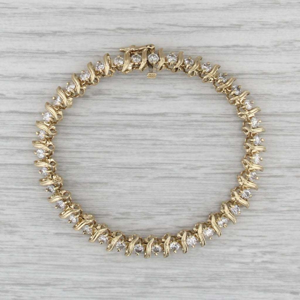 3.45ctw Diamond Tennis Bracelet 14k Yellow Gold 7" 6.7mm