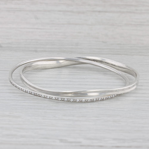 Gray Geog Jensen Set of 2 Bangle Bracelets Sterling Silver 0.60ctw Diamond 618B