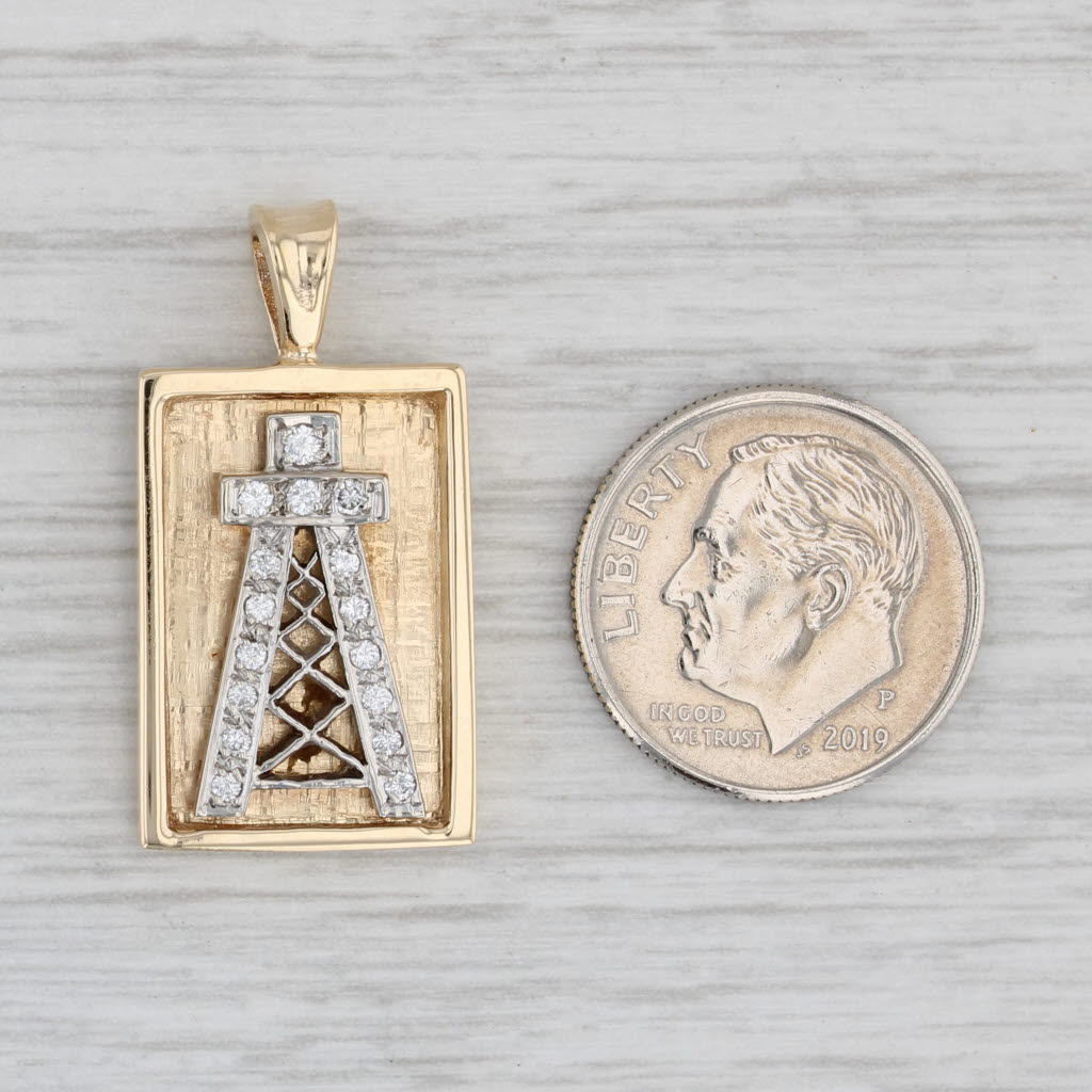 Gray 0.15ctw Diamond Oil Well Pendant 14k White Yellow Gold