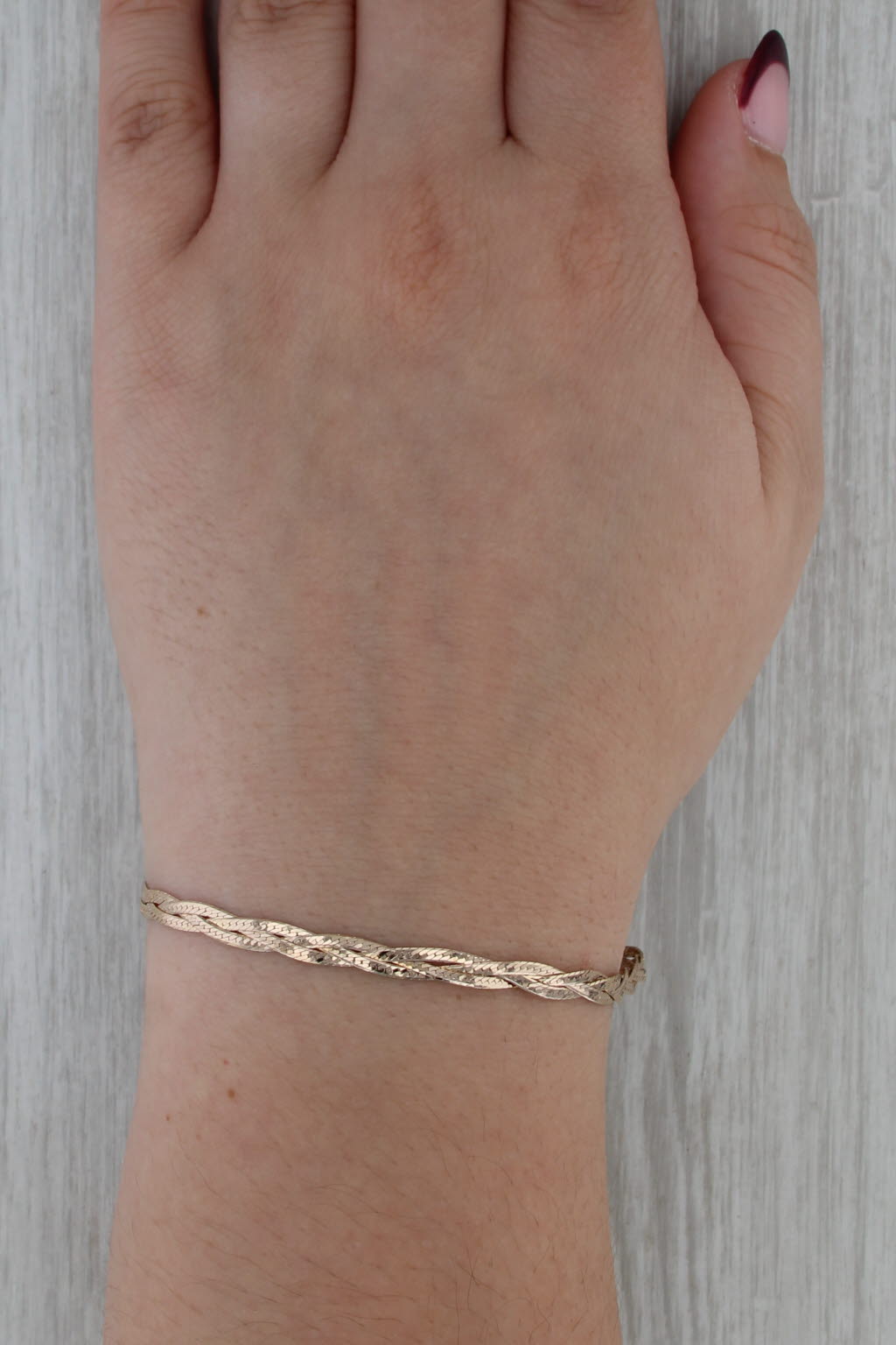 6.75" Woven Herringbone Chain Bracelet 14k Yellow Gold 3.7mm
