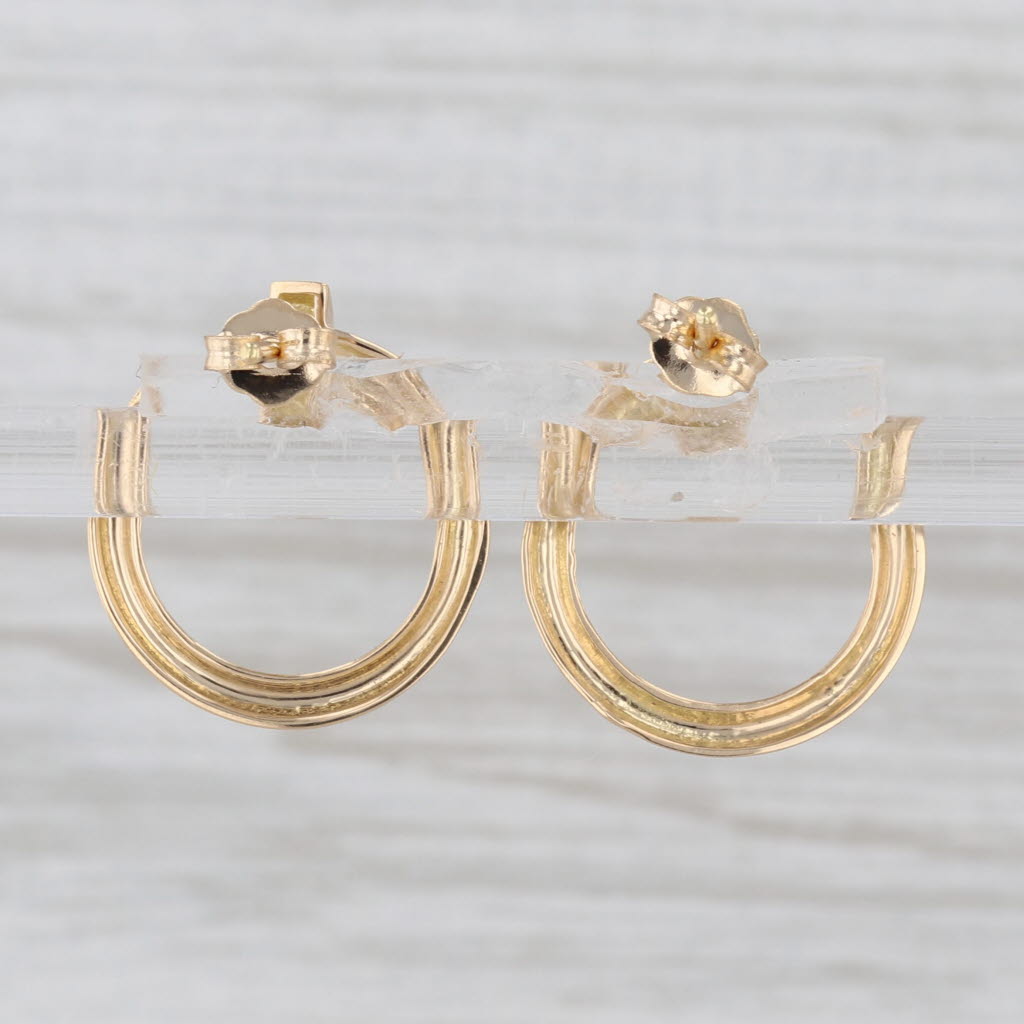 Contoured Nail Circle Earrings 18k Yellow Gold