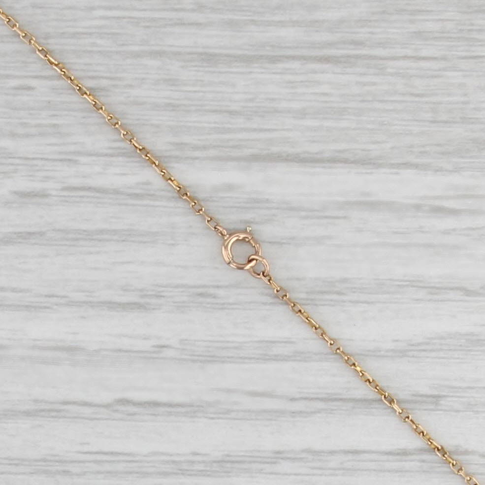 Vintage Pearl Diamond Lariat Pendant Necklace 14k Gold 15.75" Cable Chain
