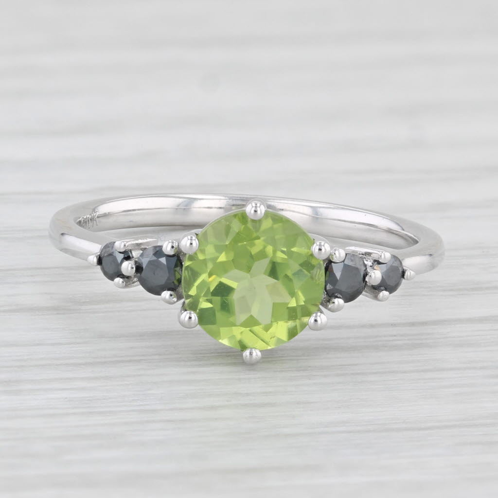 Light Gray 1.45ct Green Peridot Back Simulated Diamond Ring 10k White Gold Size 7.25