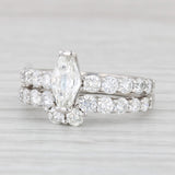 1.83ctw Diamond Engagement Ring Wedding Band Bridal Set 18k White Gold GIA