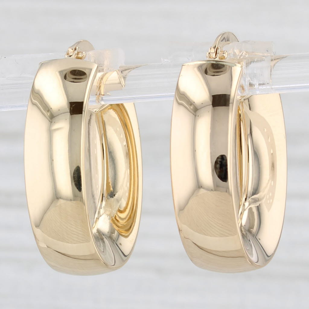 Light Gray Oval Hoop Earrings 18k Yellow Gold Snap Top Posts Milor Italy Hoops