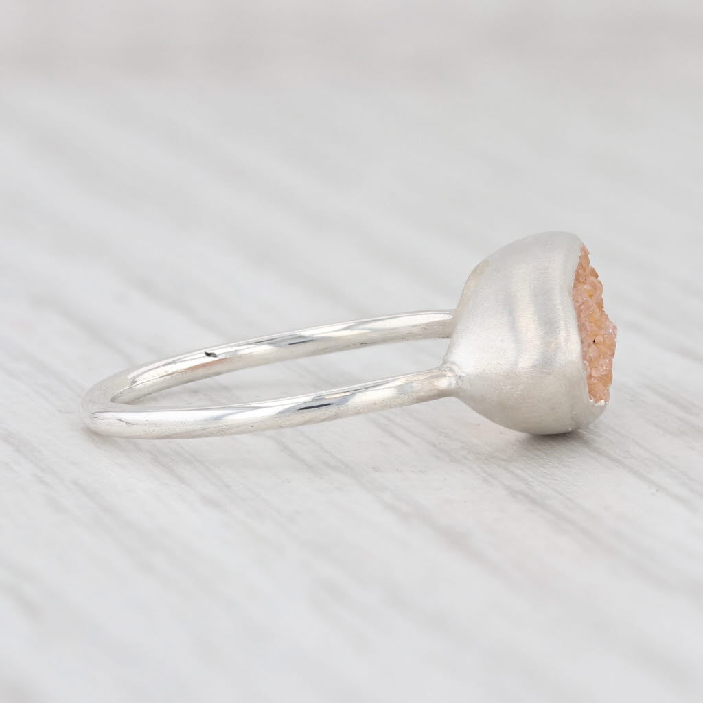 New Nina Wynn Ring Tan Sand Druzy Quartz Sterling Silver Size 7 Statement