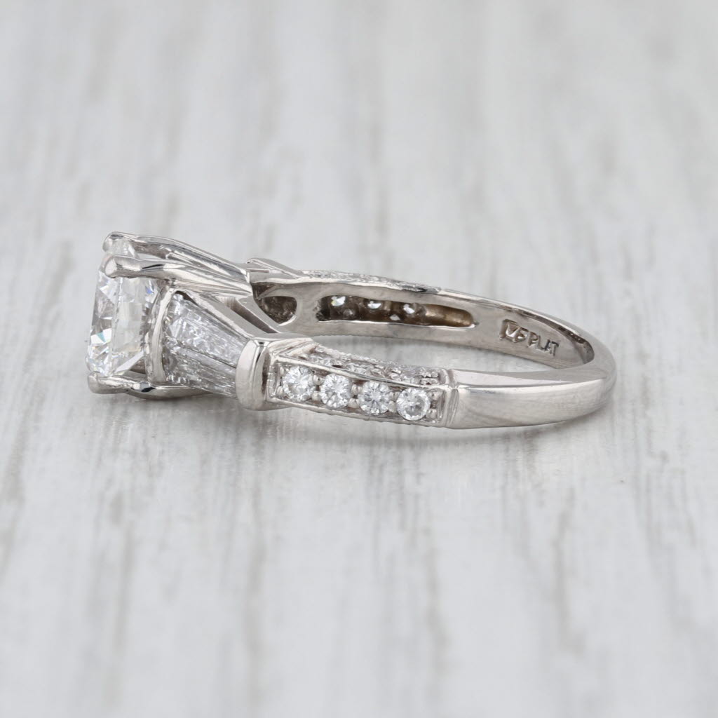 IGI 3.07ctw Round Lab Grown Diamond Engagement Ring Platinum Size 6
