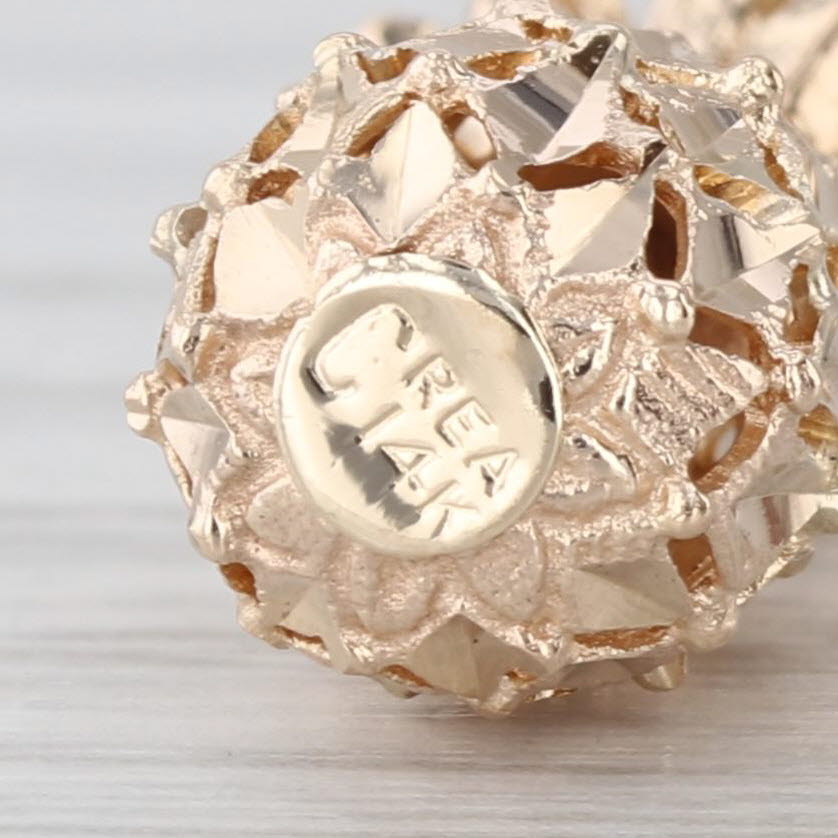 Pineapple Charm Pendant 14k Yellow Gold Small 3D Drop