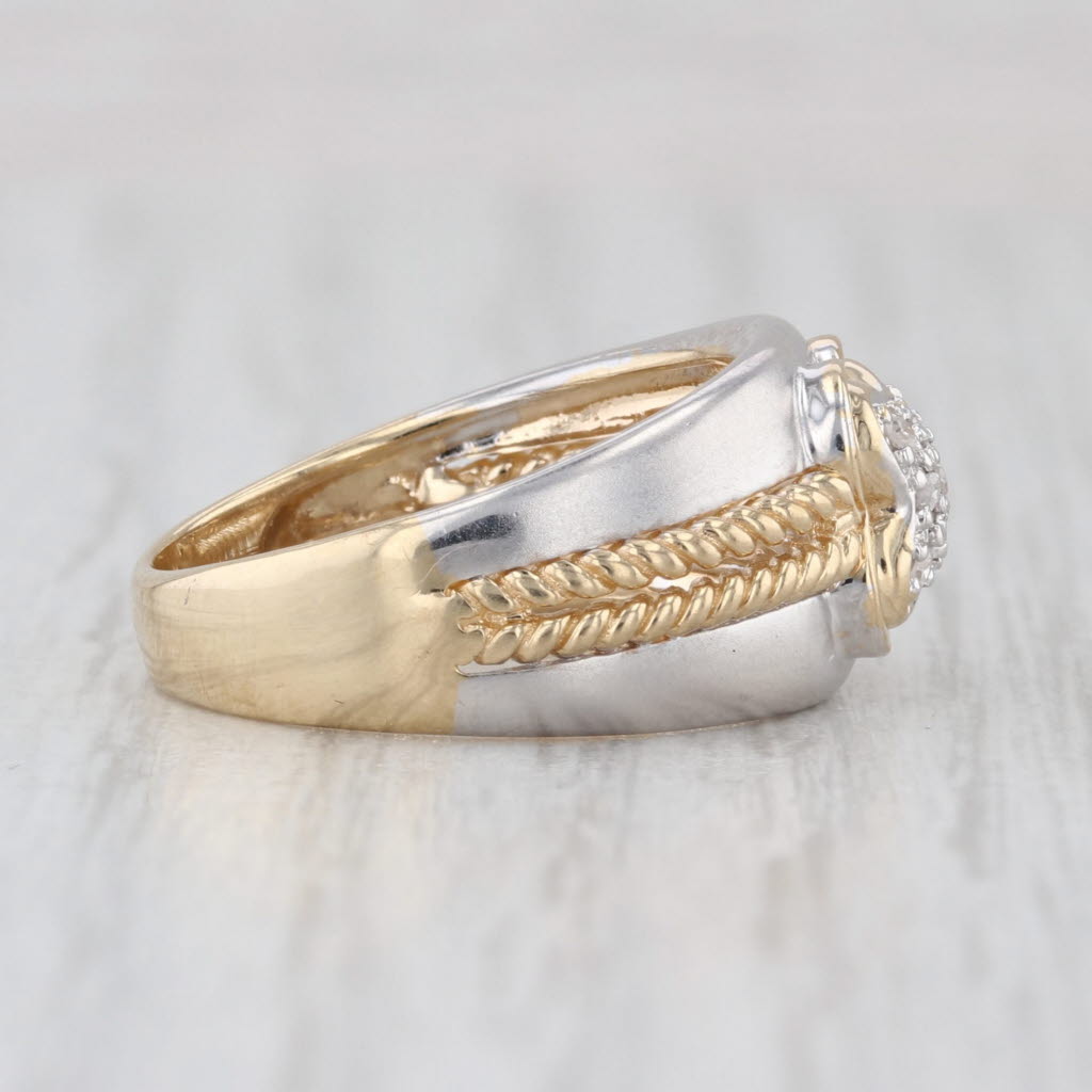 Pave Diamond Cluster Clover Ring 14k Yellow White Gold Size 6.5