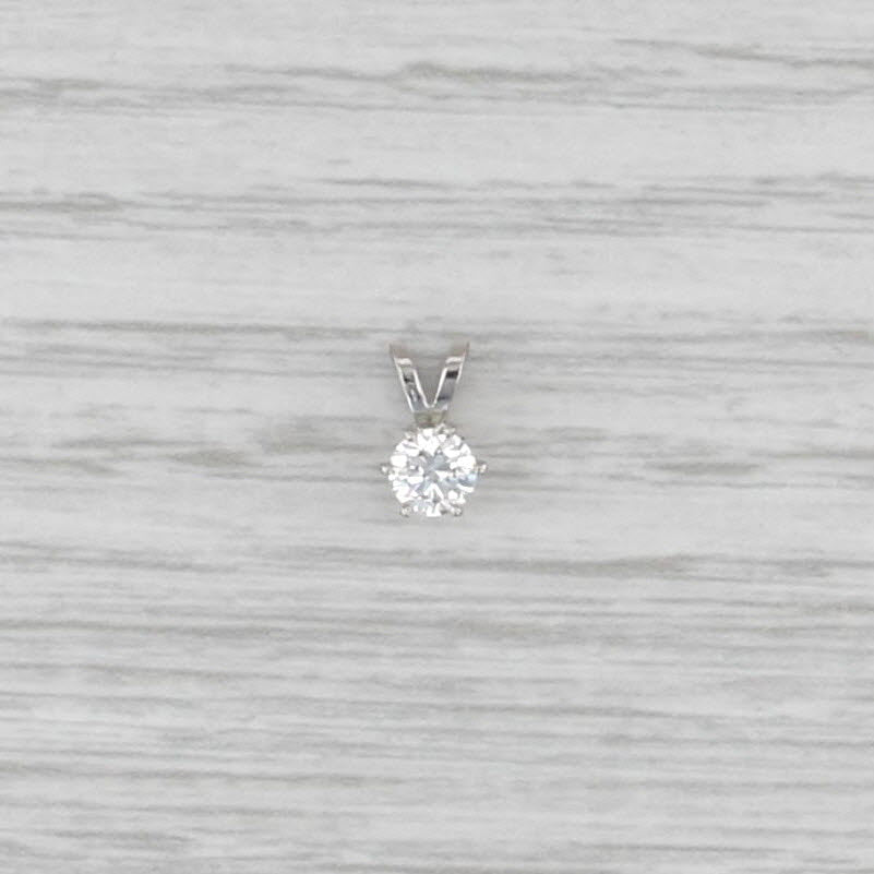 New 0.29ct Diamond Solitaire Pendant 14k White Gold 6 Prong Small Round Drop