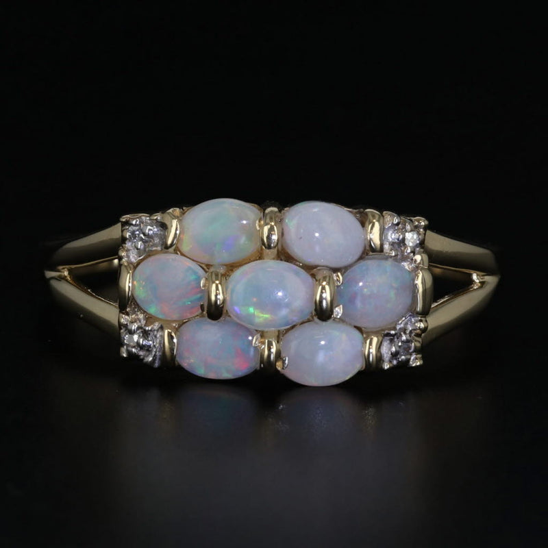 Richard Klein Opal Cluster Ring 10k Yellow Gold Size 9.75 Diamond Accents