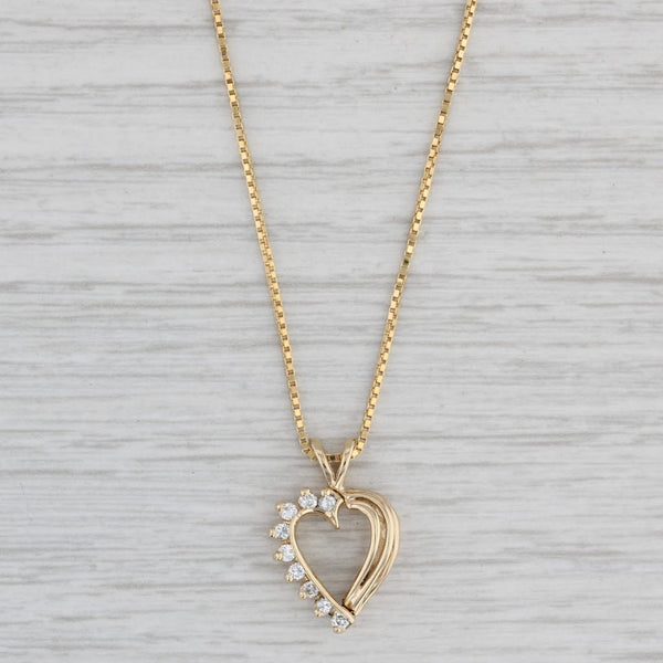 Gray 0.15ctw Diamond Heart Pendant Necklace 14k Yellow Gold 17.75" Box Chain