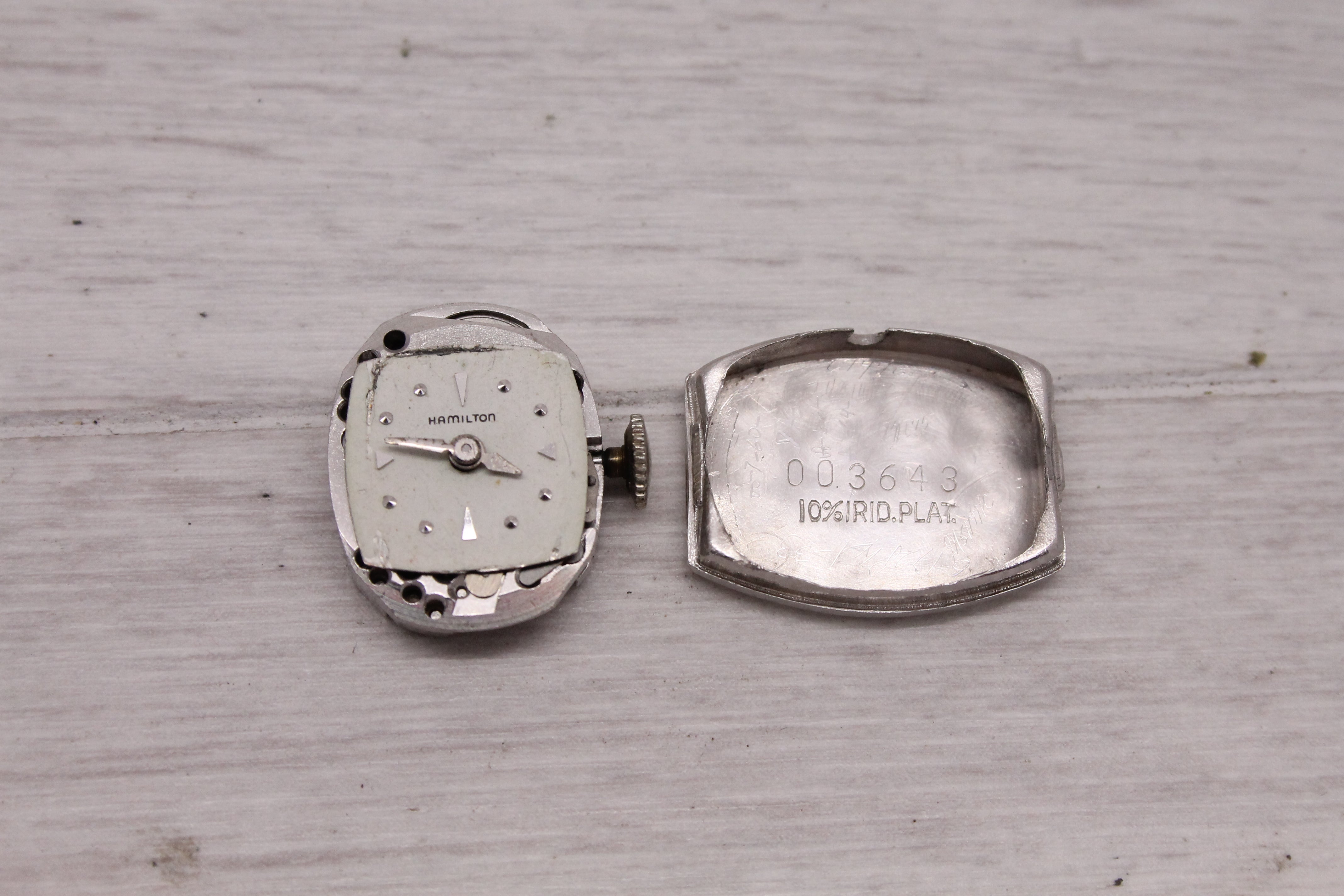 Dark Gray Vintage c.1950's Hamilton Ladies 14k & Platinum Diamond Watch 1.19ctw SERVICED