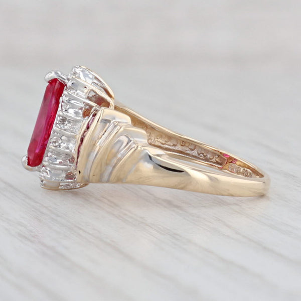 Light Gray 1.60ctw Marquise Lab Created Ruby Diamond Halo Ring 10k Yellow Gold Size 7