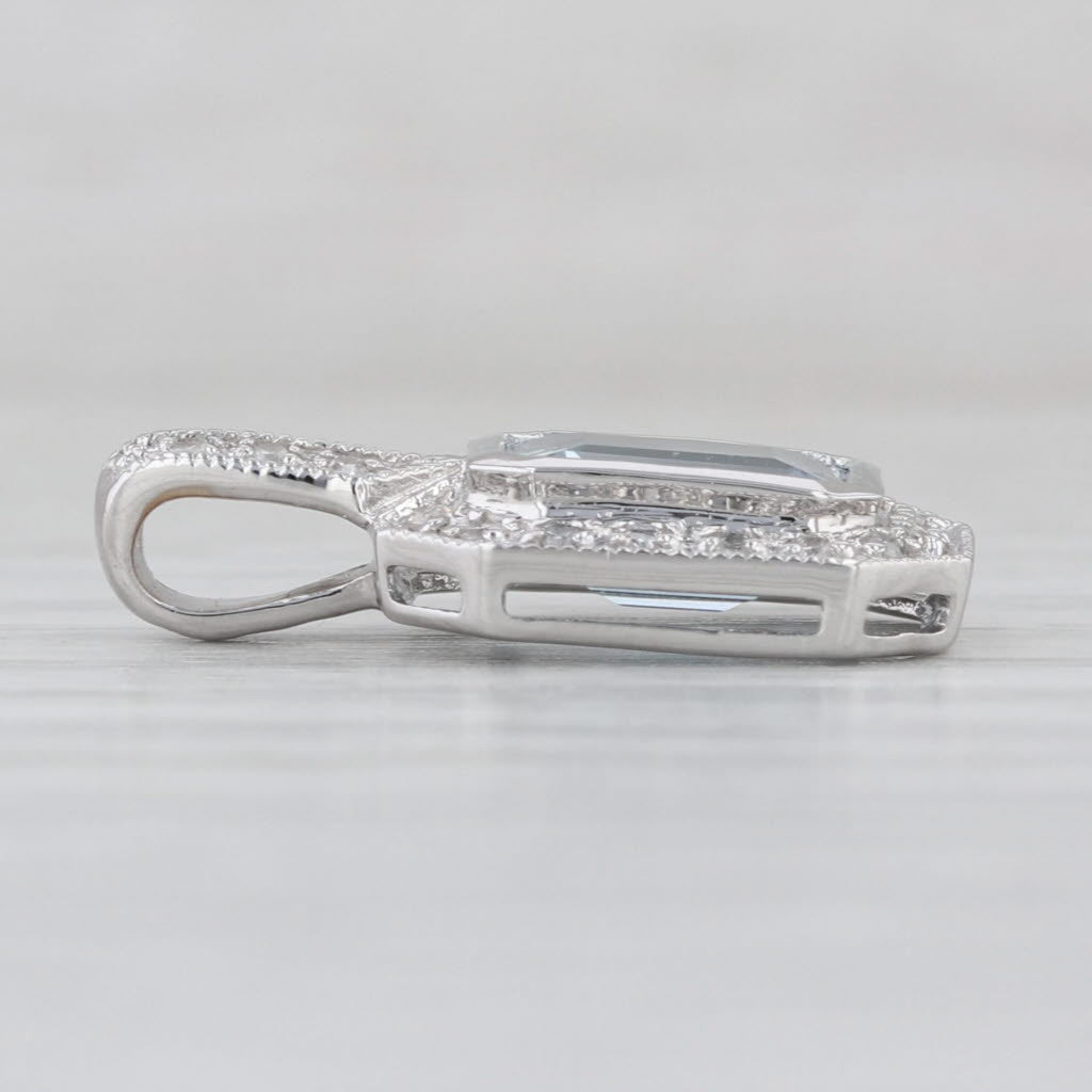 1.38ctw Aquamarine Diamond Pendant 14k White Gold