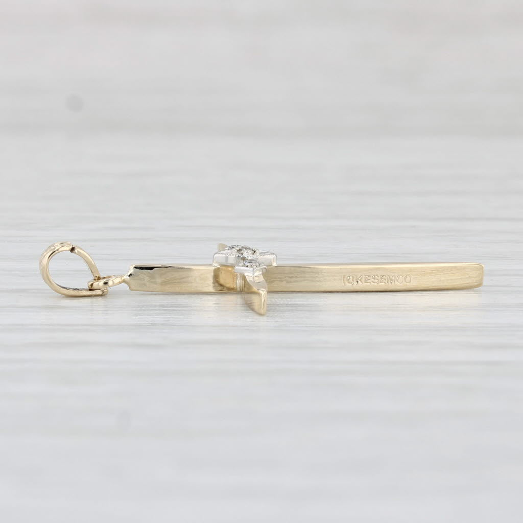 Light Gray Diamond Accented Cross Pendant 10k Yellow Gold