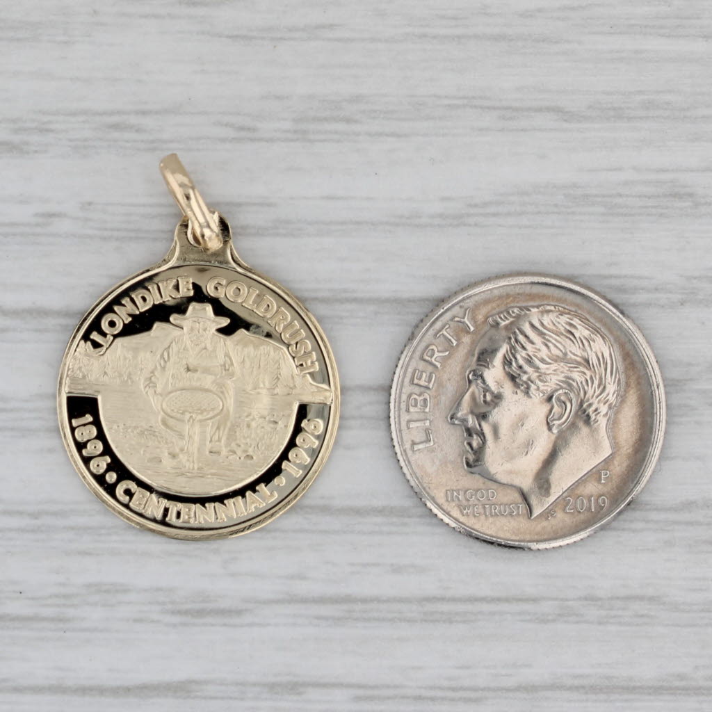 Gray Milor Klondike Goldrush 100 Year Anniversary Coin Pendant 14k Yellow Gold Charm