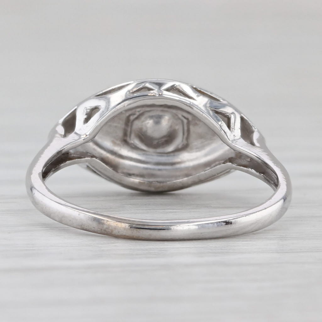 Light Gray Diamond Vintage Ring 14k White Gold Size 6.25 Heart Accents