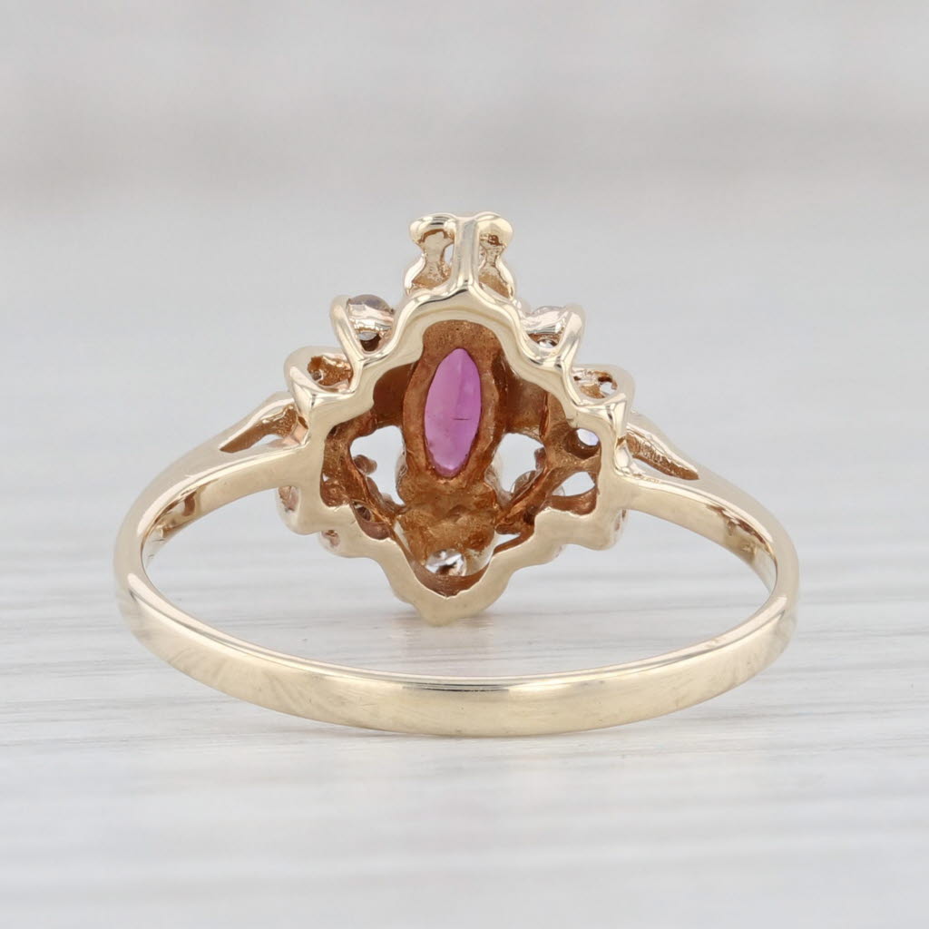 Light Gray 0.39ctw Marquise Ruby Diamond Ring 10k Yellow Gold Size 6.75