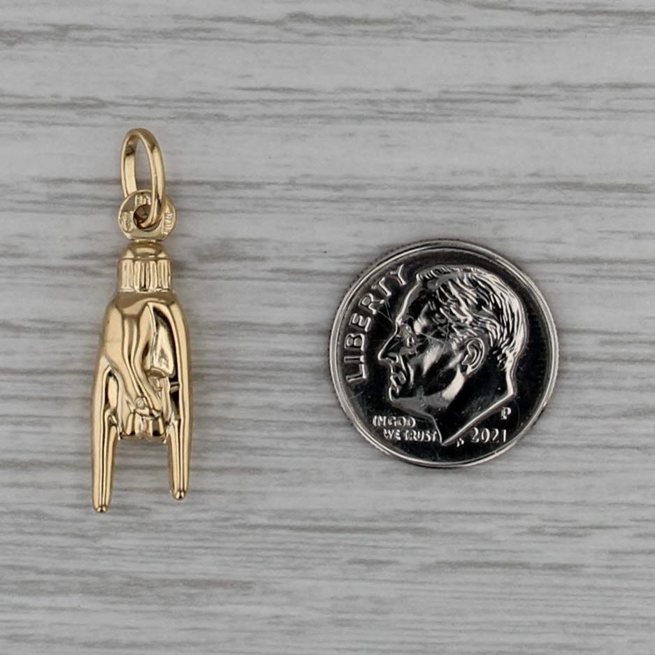 Horned Hand Italian Talisman Charm 18k Yellow Gold Lucky Amulet Pendant