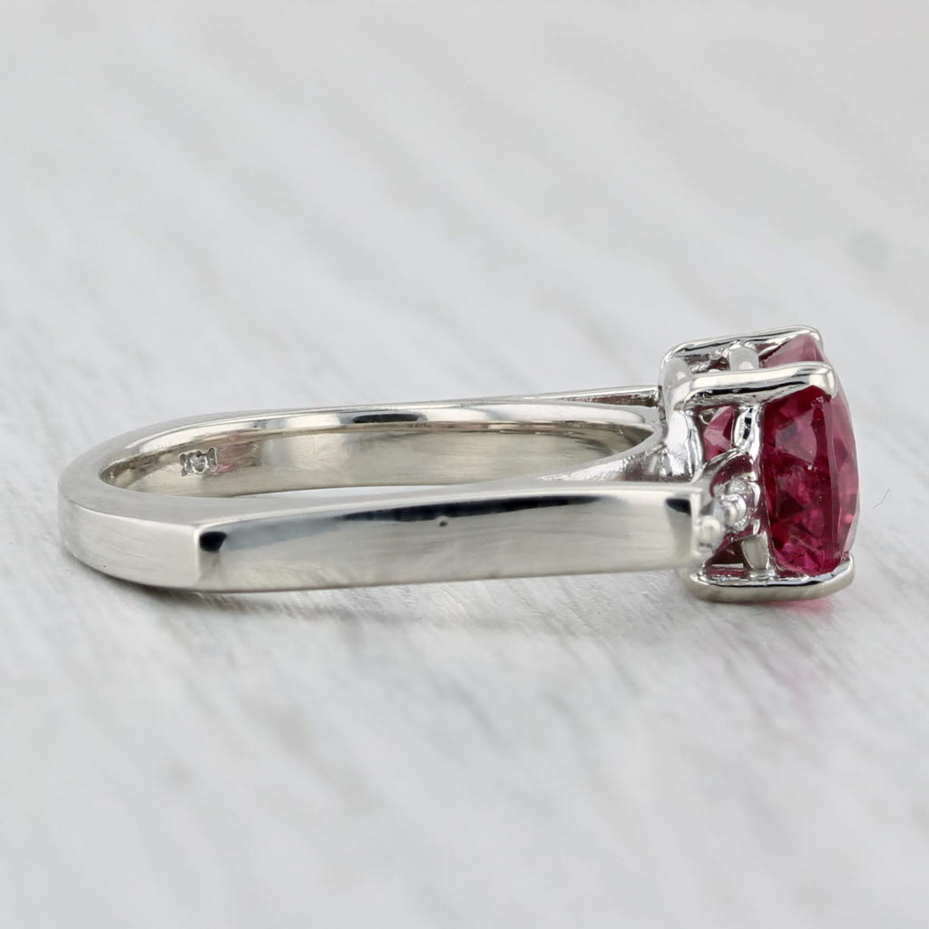 Light Gray 2.16ctw Pink Tourmaline Diamond Ring 14k White Gold Size 6 Unique Design