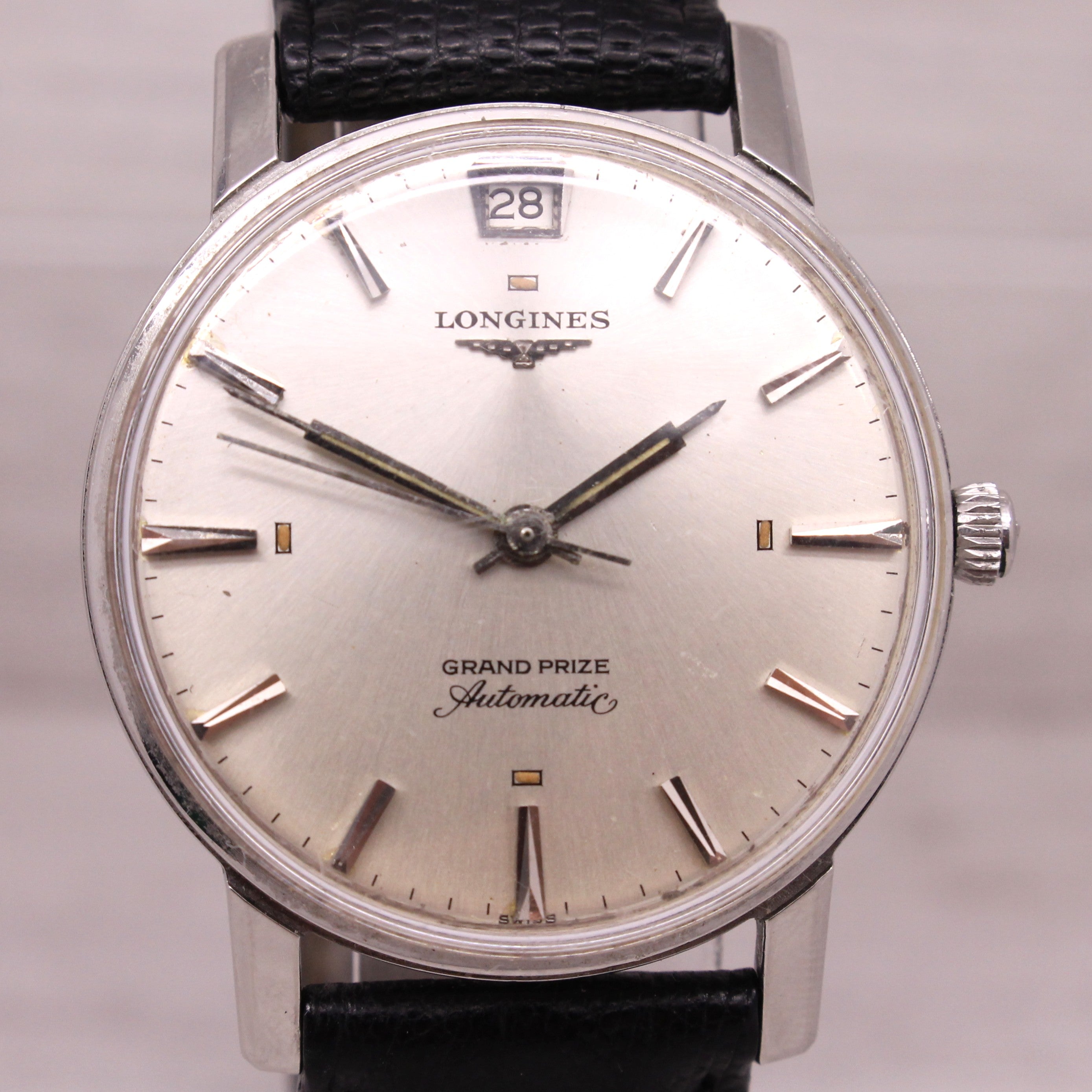 Gray Vintage 1960's Longines Grand Prize Mens 33.5mm Automatic Watch Date @ 12 CLEAN