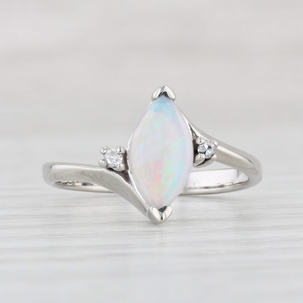 10k white deals gold opal ring