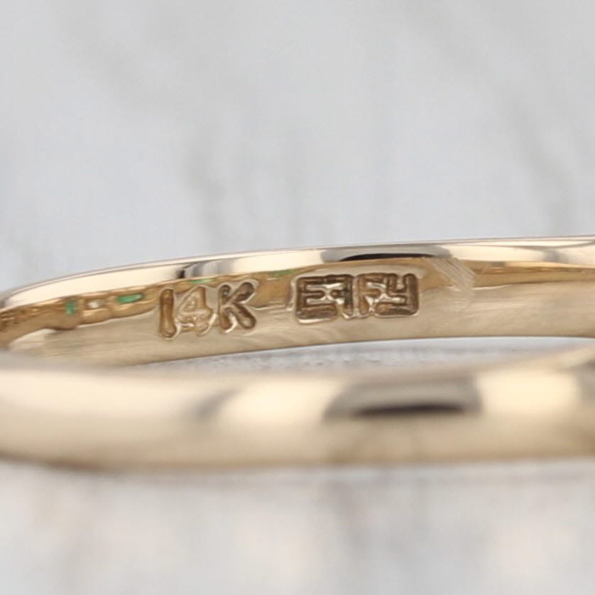 Effy 0.56ctw Emerald Diamond Stackable Ring 14k Yellow Gold Wedding Band Sz 7.25