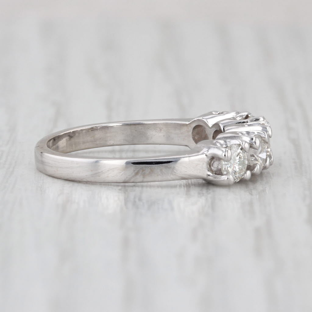 1.07ctw Diamond 5 Stone Ring 14k White Gold Wedding Anniversary Stackable Band