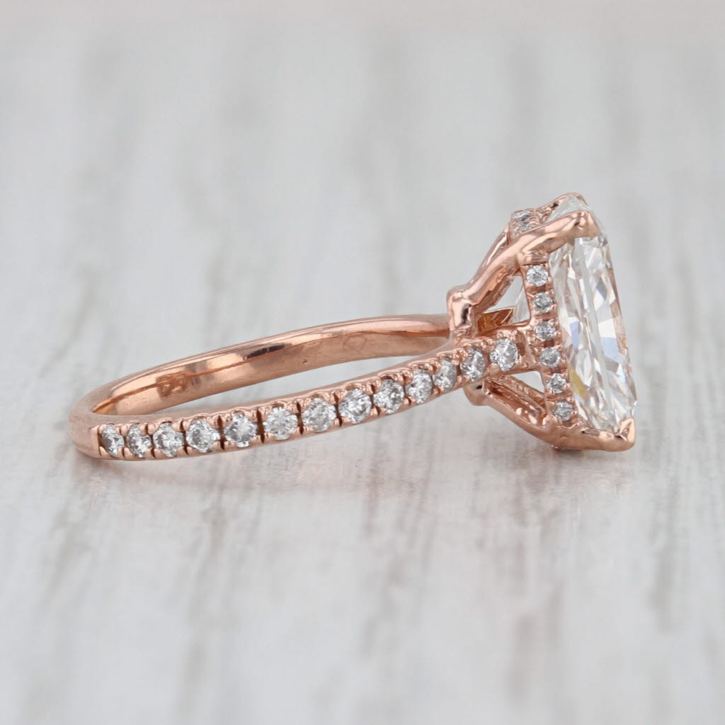2.87ctw Lab Grown Diamond Engagement Ring 14k Rose Gold Size 3.75 IGI