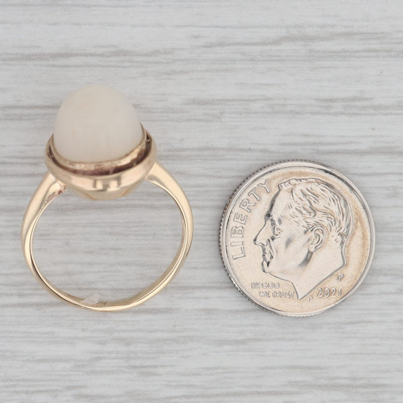 Oval Cabochon Moonstone Solitaire Ring 10k Yellow Gold Size 6.25