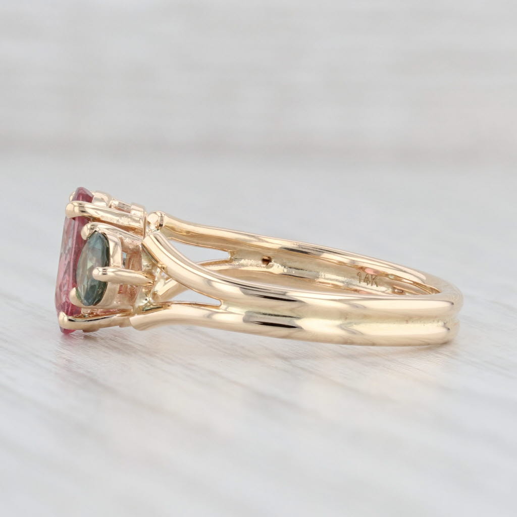 Light Gray 2.25ctw Pink Green Tourmaline Ring 14k Yellow Gold Size 8.25