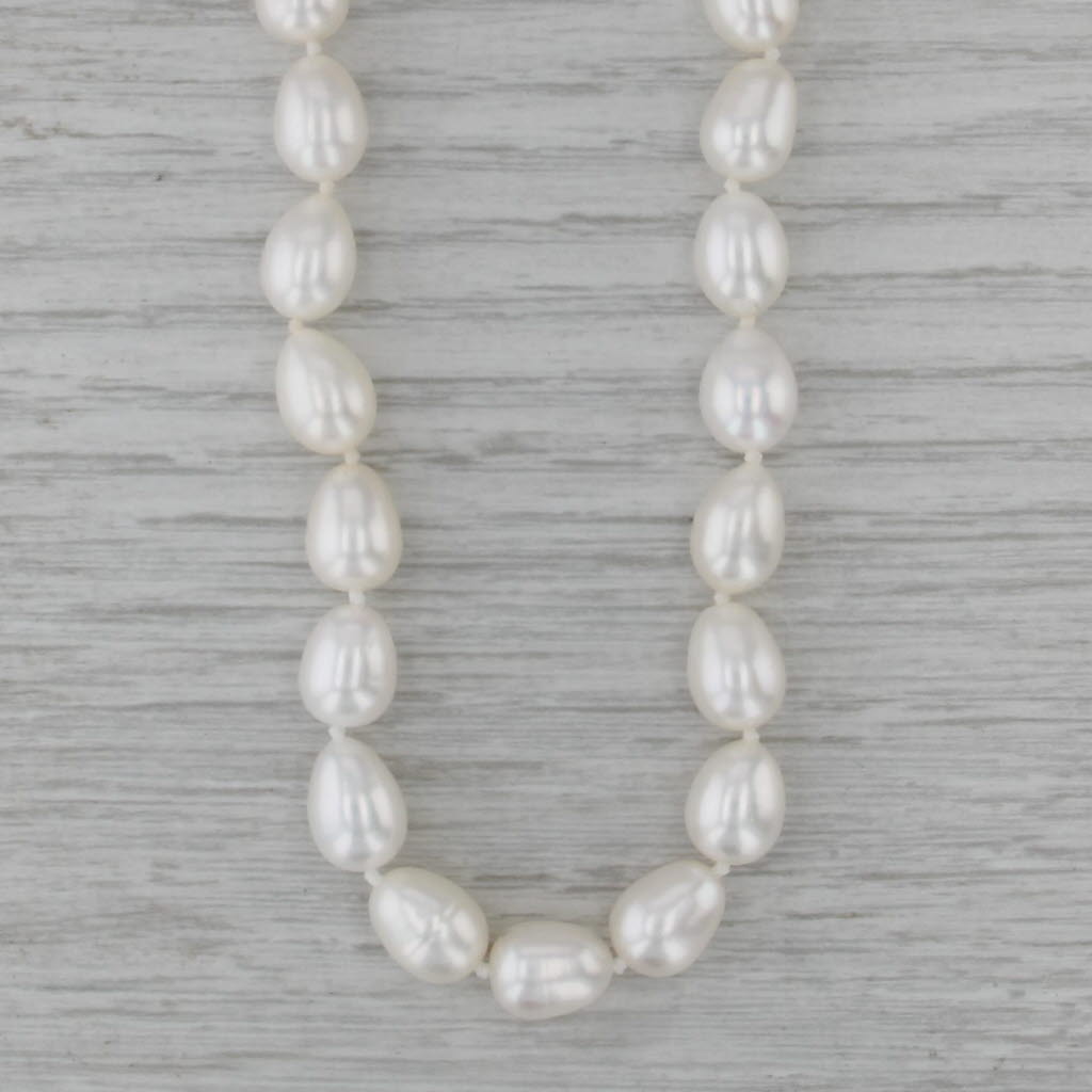 Cultured Pearl Strand Necklace 14k White Gold Clasp Single Bead Strand 18"