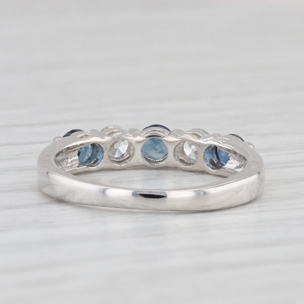 Light Gray 0.70ctw Blue Sapphire Diamond Ring 18k White Gold Size 4.75 Wedding Stackable