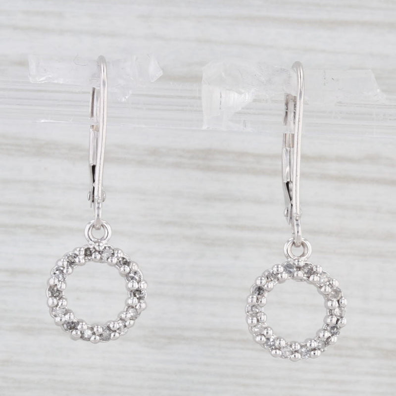 0.16ctw Diamond Eternity Circle Dangle Earrings 14k White Gold Drops Lever Backs