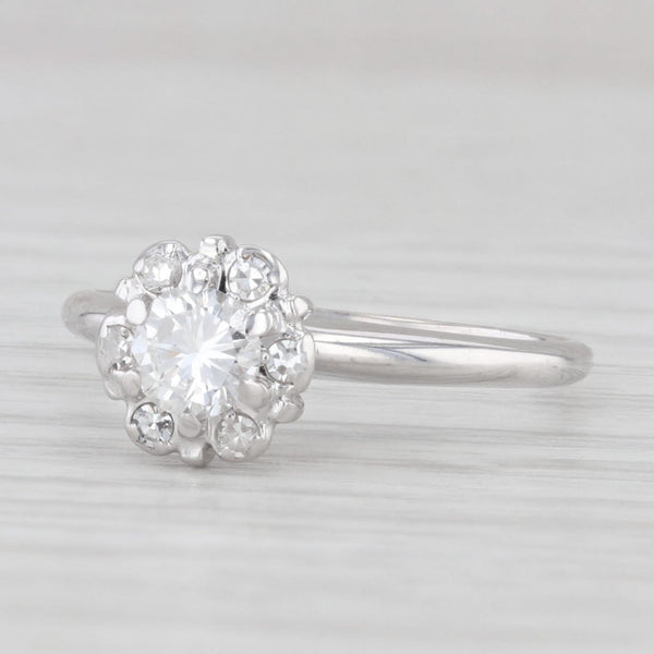 Light Gray Vintage 0.48ctw Diamond Engagement Ring 14k White Gold Size 6.25 Round Brilliant