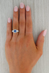 1.95ctw Blue Sapphire Diamond Halo Ring Platinum Size 6.75 Engagement GGTL