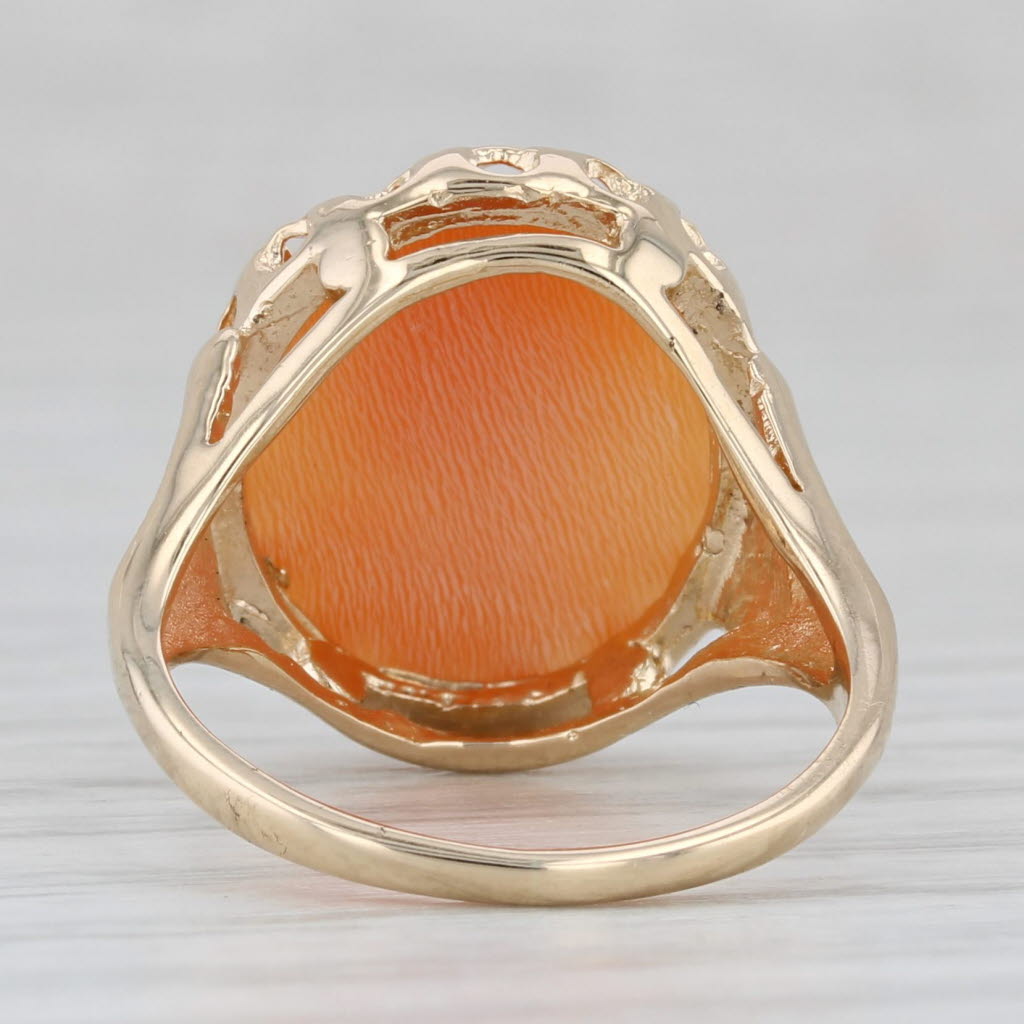 Gray Vintage Carved Figural Shell Cameo Ring 14k Yellow Gold Size 5