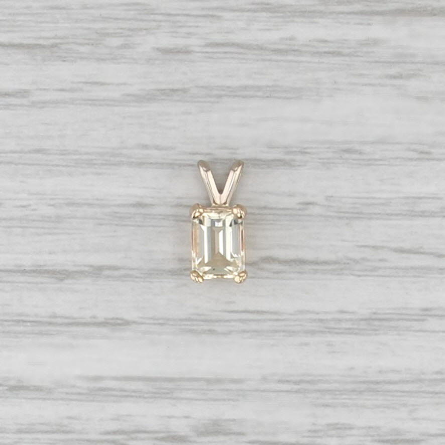 1.23ct Labradorite Solitaire Pendant 14k Yellow Gold Emerald Cut Drop