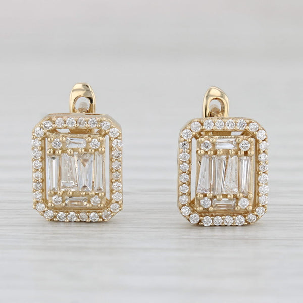 0.75ctw Diamond Halo Stud Earrings 14k Yellow Gold Pierced Drops
