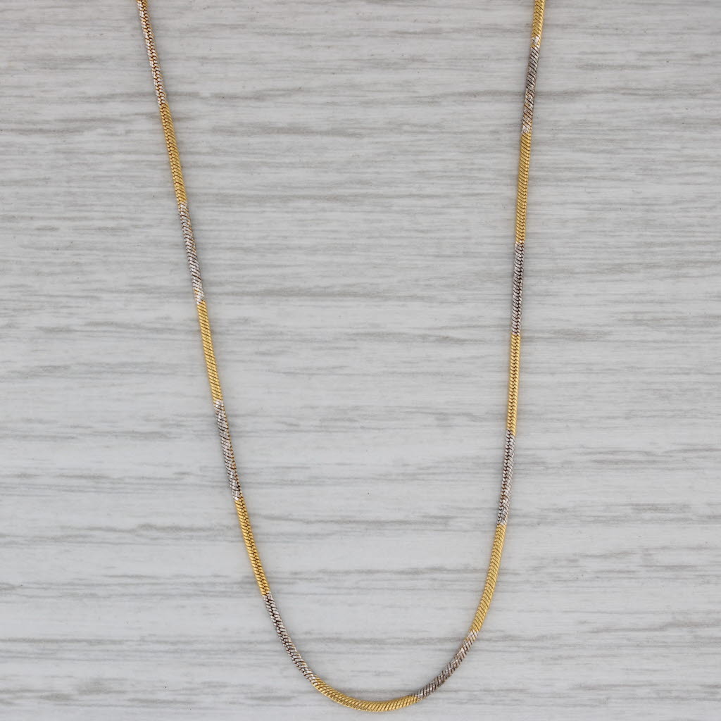 Gray 2-Toned Snake Chain Necklace 18k Yellow White Gold 19.5" 1.1mm